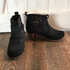 Sanita black suede clog ankle boots